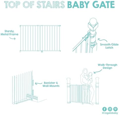 Regalo Safety 29"-43" Extra Wide Baby Gate for Top of Stairs & Doorways - Image 5
