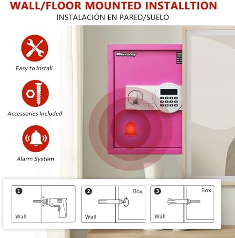 Voncabay Money Safe Box for Home with Digital Keypad, 1.5 Cu. Ft., Pink - Image 3