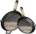 Bakken Cast Iron Skillet Set, 10" & 12" Pre-Seasoned Frying Pans with Even Heat Retention, Versatile for Stove, Oven, Grill & Campfire, Easy-Grip Handles, Hand Wash Only, 4.41 lbs & 6.61 lbs by BAKK%C3%8BNMASTER