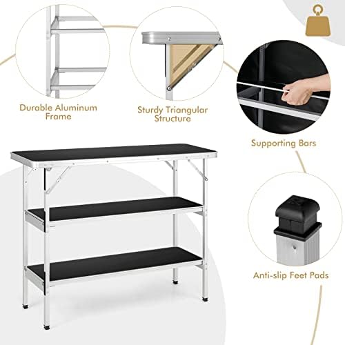 COSTWAY Folding Picnic Camping Table, Portable Camping Table with Carry Bag - Image 7