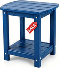 Adirondack Square Outdoor Side Table,2-Tier Storage Patio Side Table, HDPE End Tables for Backyard Pool Porch Garden Lawn by GARDENSTAR