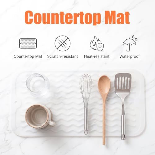 MicoYang Silicone Dish Drying Mat for Multiple Usage,Easy clean,Eco-friendly,Heat-resistant Silicone Mat for Kitchen Counter or Sink,Refrigerator or Drawer Liner Translucent S 12 inches x 6 inches - Image 3