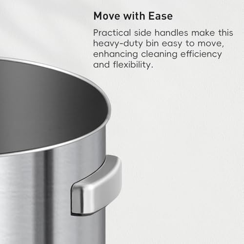 EKO Urban 24 Gallon Round Stainless Steel Open Top Waste Bin, Tall Commercial Trash Can for Indoor/Outdoor, Extra Large Metal Garbage Bin for Office, Restaurant, Restroom, 90L - Image 6