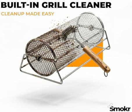 Rotating Grill Basket with Stand for Chicken Wings, 5 Pc BBQ Set - Image 4