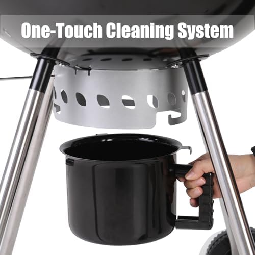 22 inch Kettle Charcoal BBQ Grill with Wheels for Outdoor Cooking - Image 4
