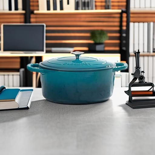 Crock-Pot Artisan 7-Quart Oval Enameled Cast Iron Dutch Oven – Teal Ombre, Durable Cookware for Slow Cooking, Roasting, Baking with Lid - Image 5