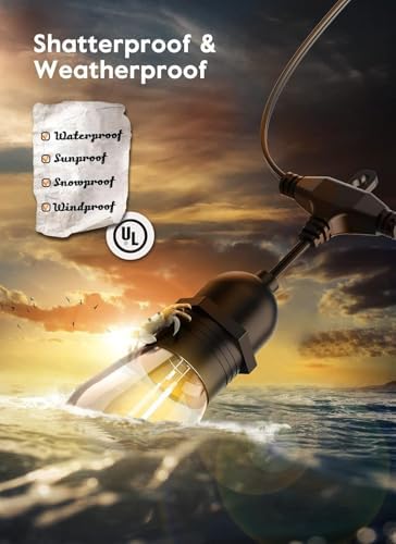 Brightown 82FT Outdoor String Lights - 25 LED Bulbs Patio Lights with Remote, Timer, Dimmable, Waterproof Connectable Hanging Outside Lights for Backyard Bistro Porch Deck Party Wedding - Image 7