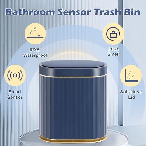 ELPHECO 2 Gallon Sensor Trash Can, Automatic Lid, Midnight Blue Gold - Image 4