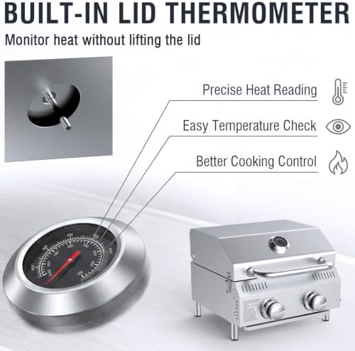 Bestfire 2-Burners Tabletop Propane Grill, 20,000 BTU - Image 4