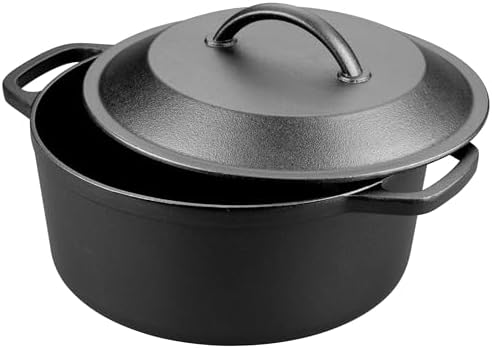 VORRINGARD Pre-Seasoned Cast Iron Dutch Oven with Lid, Round and Dual Handles, for Stovetop, Camping, Grill, Induction, Electric, Black, 3 qt - Image 4