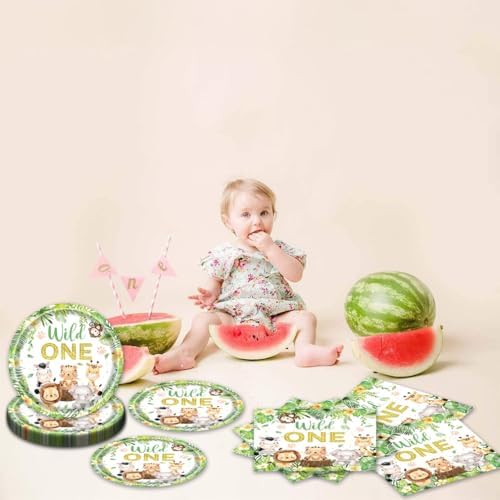 40Pcs Cute Wild Animals Birthday Decorations,Perfect Safari Birthday or Baby Shower Decorations,Wild Animals Plates and Napkins Set for 20 Guests - Image 6