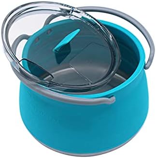 Folding Saucepan, Camp Cookware Hiking Silicone Folding Saucepan Water Kettle With Lid Cookware Travel Camping Pot(Blue) by Unknown