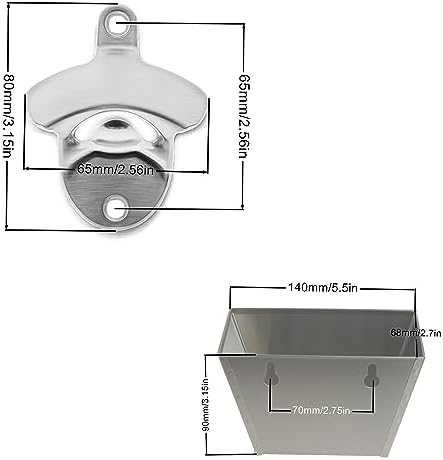 Stainless Bottle Opener Wall Mounted Cap Catcher with Drain Holes - Image 5