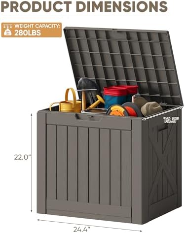 JUMMICO 42 Gallon Resin Deck Box Waterproof Outdoor Storage Box - Image 4
