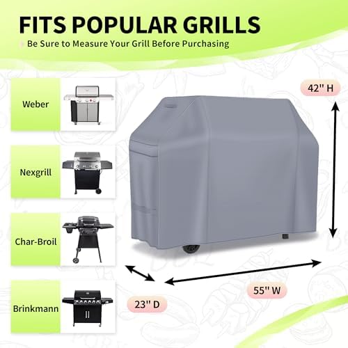 NEXCOVER Barbecue Gas Grill Cover - 55 Inch Waterproof Outdoor Heavy Duty BBQ Cover, Fade & Weather Resistant Upgraded Material, Barbecue Cover for Weber, Brinkmann, Char Broil and More - Image 2
