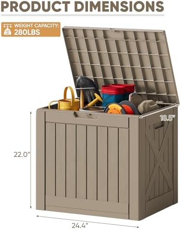 JUMMICO 42 Gallon Resin Deck Box Waterproof Outdoor Storage Box - Image 4