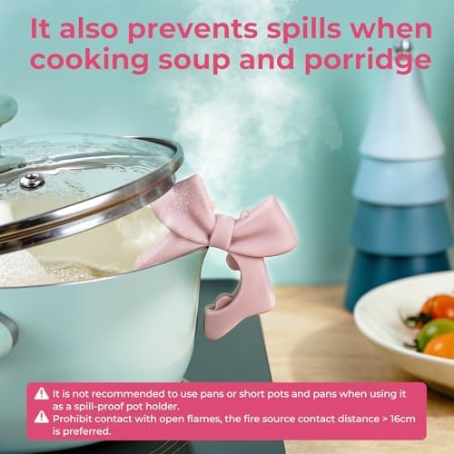 Bow Spoon Holder Cute Spoon Rest for Stove Top, Steam Releaser & Lid Lifter – Heat Resistant Silicone Cooking Gadget, Cute Kitchen Accessories, Gift for Home Cooks - Image 5