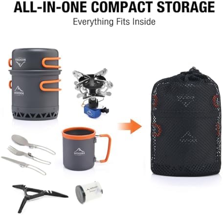 Widesea Camping Cookware Sets for 1-2 Person, Compact Backpacking Cookware with Pots, Stove, Mug and Outdoor Cooking Accessories - Image 7
