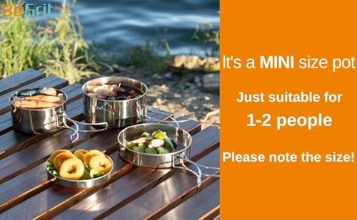 BeGrit Stainless Steel Camping Cookware Pot and Pan Set for Backpacking - Image 4