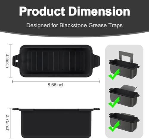 2 PCS Silicone Grease Cup Liners for Blackstone 36 28 22 17 Inch Griddle,Reusable Grease Catcher Cup Liner Grill Grease Tray,Durable Drip Pans Blackstone Griddle Accessories,Black - Image 2
