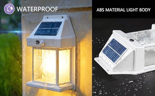 2 Pack Solar Porch Lights, Solar Wall Lights Motion Sensor, Solar Lights Waterproof 3 Modes for Outdoor Patio Door Garage Fence Yard Garden (2, White) - Image 5