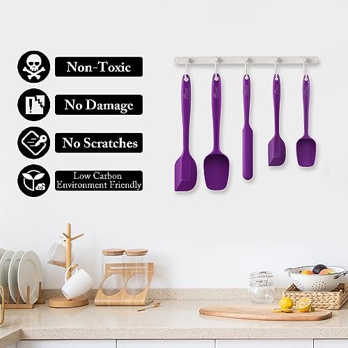 HOTEC BPA-Free Silicone Rubber Spatula Set, Purple, Set of 5 - Image 7