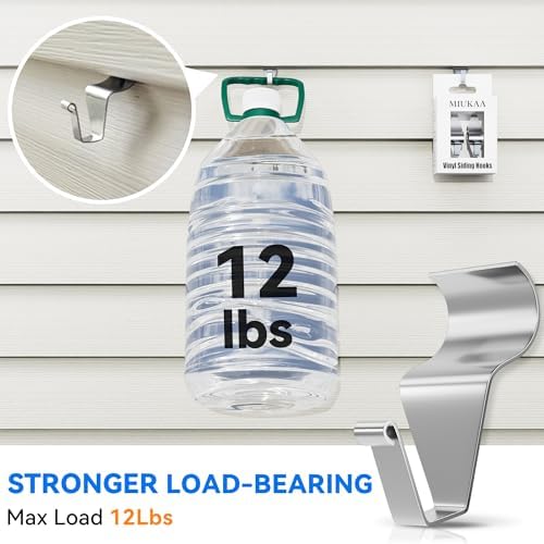 MIUKAA No-Hole Vinyl Siding Hooks, 8-Pack Stainless Steel Clips, 12lbs Load - Image 4