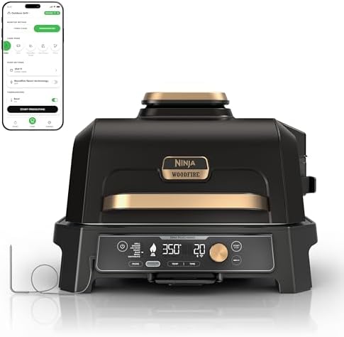 Ninja Woodfire ProConnect Premium XL Outdoor Grill & Smoker, Black & Gold by Unknown