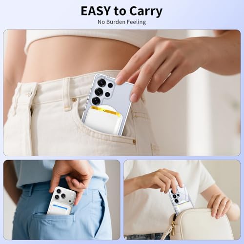 Magnetic Wallet for Samsung Galaxy S26 S25 S24 Series, Fold 8 Ultra with Magsafe Case, for iPhone 18-12 Series, RFID Blocking Leather Magnetic Card Holder | Holds 3 Cards | White - Image 6