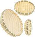3Pcs Bamboo Woven Food Washing Basket Storage Canister Set, Khaki by Luxshiny