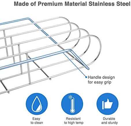 Extra Long Stainless Steel Rib Rack for Smoking and Grilling, Holds up to 3 Full Racks of Ribs, Fits 18” or Larger Gas Smoker or Charcoal Grill, Perfect Smoker Accessories Gifts for Men - Image 3