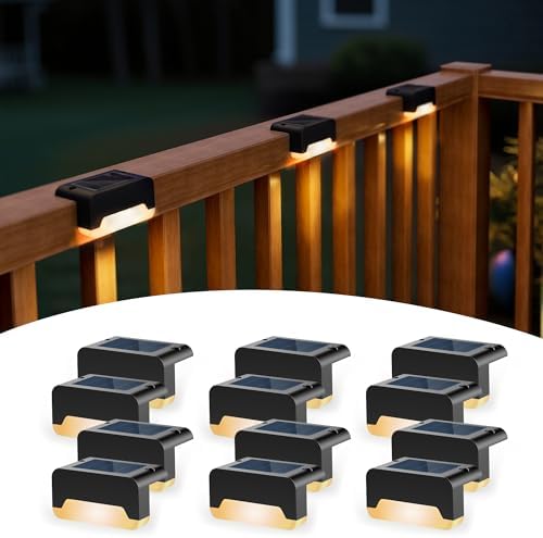 SOLPEX Solar Deck Lights, Solar Step Lights for Outside Waterproof Led Stair Light for Outdoor Fence, Balcony, Patio, Railing, Front Porch, Yard and Pathway(12pack Warm White) by Solpex