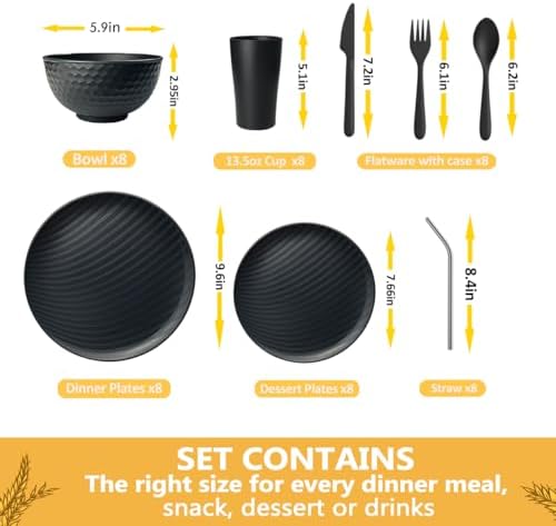 Teivio 32-Piece Plates and Bowls Sets for 8, with Flatware Dinnerware Sets - Image 2