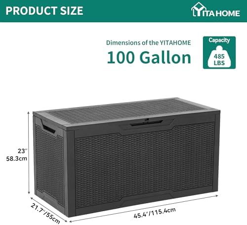 YITAHOME 100 Gallon Large Resin Deck Box Outdoor Storage Boxes for Patio - Image 2