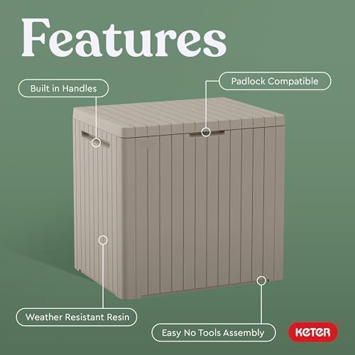 Keter City 30 Gal Outdoor Storage Box and Patio Side Table - Image 4