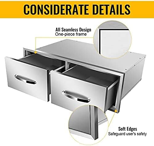 Stainless Steel Outdoor Kitchen BBQ Island Drawers - Flush Mount Triple Access, 30Wx20Dx10H - Image 4