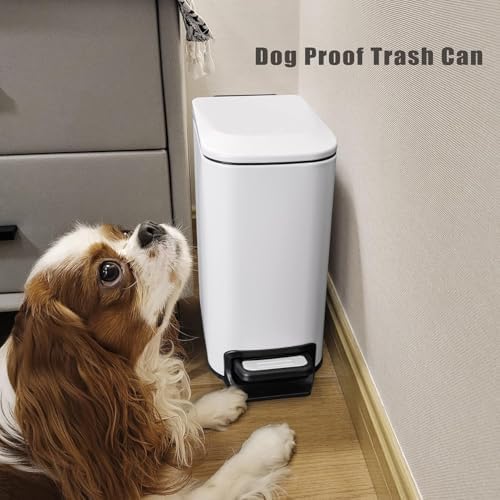 Cesun Small Bathroom Trash Can with Lid, 1.6 Gal, Soft Close, White - Image 6
