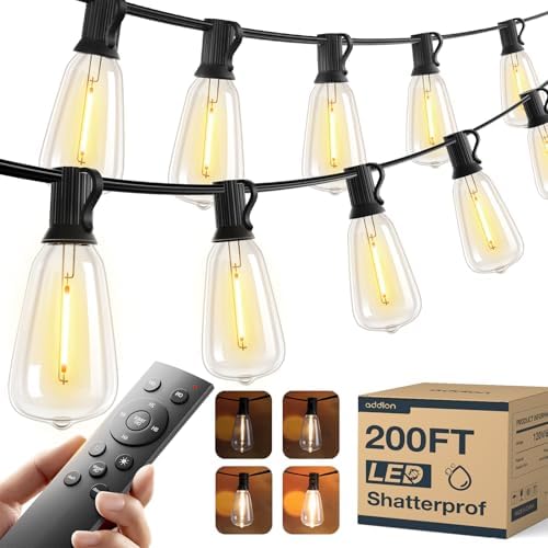addlon 200FT(50FT*4) Outdoor String Lights ST38 LED with Remote Waterproof by addlon