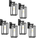 MAXvolador Outdoor Wall Sconce, Exterior Waterproof Wall Lantern Light Fixtures, Black Porch Lights with Toughened Glass Shade, Anti-Rust E26 Socket Front Door Mount Lighting, 6 Pack by MAXvolador
