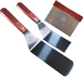 La Cuisine 3 PC Stainless Steel Griddle Spatula Set — Standard & Long Spatulas + Chopper/Scraper with Solid Wood Handles for Grill, BBQ, Teppanyaki & Flat Top Cooking by LaCuisineforlife