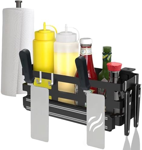 Griddle Caddy for Blackstone Griddles Accessories, Space Saving Grill Accessories Storage Caddy, BBQ Accessories Holder for Blackstone 28”-36” Grill with a Magnetic Tool Holder Paper Towel Holder by EnjoyYourBBQTime