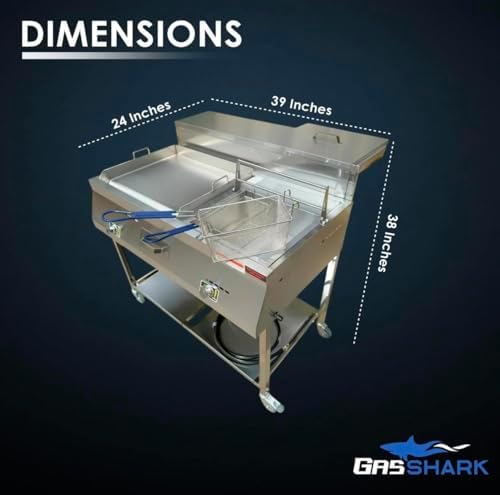 Deep Fryer and Flat Top Griddle Cart | 20" Stainless Steel Griddle | 3 Gallon Single Tank Deep Fryer | Outdoor Propane | Portable 4 Wheels | Thermometer + Cover Included | Commercial & Home - Image 2