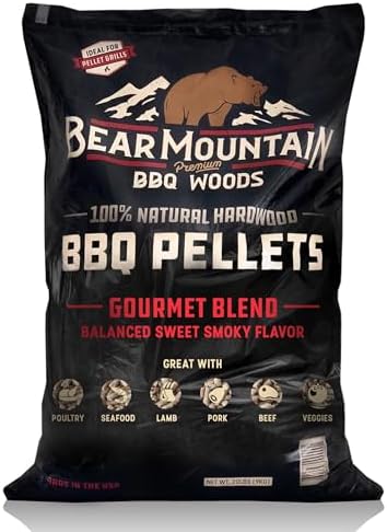 Bear Mountain Gourmet Blend Wood Pellets for Smoker, Grill & BBQ, 20 lb Bag by BearMountainBBQ