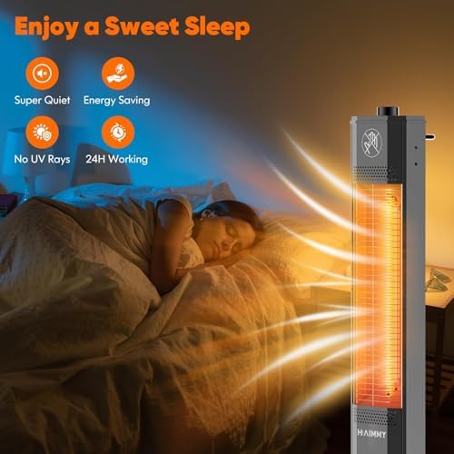 Outdoor Electric Patio Heater, Haimmy 27- inch Outdoor Electric Patio Heater, 1200W Instant Heating, 2 Heat Levels, Tip-Over & Overheat Protection, IPX5 Waterproof Tower Space Heater - Image 6