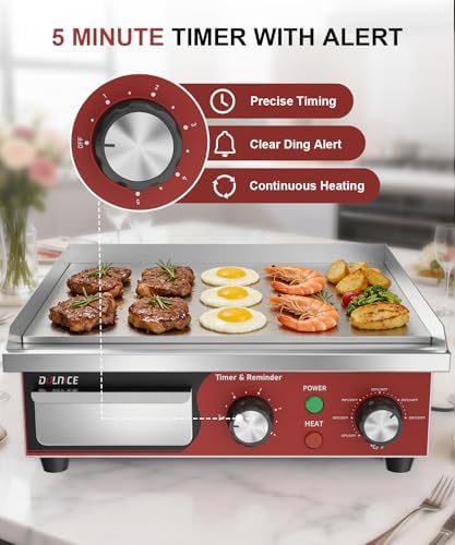 14"x11.8" Commercial Electric Griddle with 5 Minute Reminder Timer - Image 2