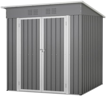 Thanaddo 4x6ft Metal Shed Outdoor Storage Shed,Metal Steel Utility Tool Shed Storage House with Double Lockable Doors and Air Vent for Backyard Garden Patio Lawn Gray by Thanaddo