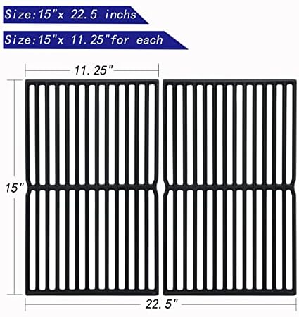 Leship 15 inch Grates for Weber 7522 Spirit E/S 200 E/S210 Spirit 500 Genesis Silver A, Cast Iron Cooking Grid for 7523 7521 65904 65905 (15 x 11 1/4) 2PCS - Image 2