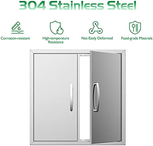 Outdoor Kitchen Doors 24W x 24H Inch, Double BBQ Access Doors 304 Stainless Steel for Outdoor Kitchen Cabinet Grill Station or BBQ Island - Image 5