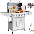 BESTFIRE 68,000 BTU 5+1 Burner Propane Grill - Stainless Steel BBQ with 647 sq in UPGRADED OIL-DRAIN Plates, Cast Iron Grates, Side Burner + FREE Food Clip for Outdoor Cooking by GrillsOutdoorCooking