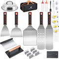 VIKEYHOME Griddle Accessories Kits, 30 Pcs Griddle Grill Tools Set, Professional Grill BBQ Spatula Set with Basting Cover, Spatula, Scraper, Bottle, Tongs, Egg Ring by VIKEYHOME